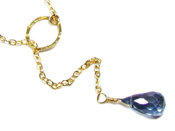 Mystic Blue Quartz Lariat Necklace