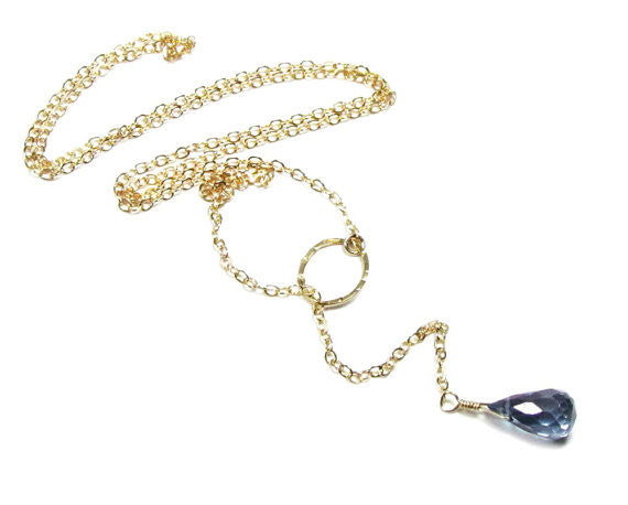 Mystic Blue Quartz Lariat Necklace