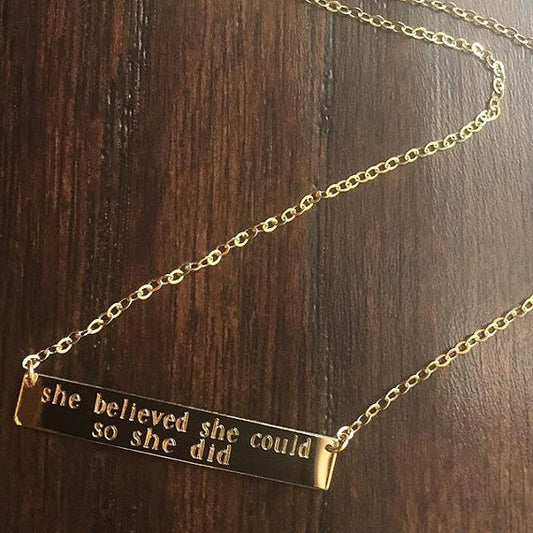 Double Line Personalized Bar Necklace