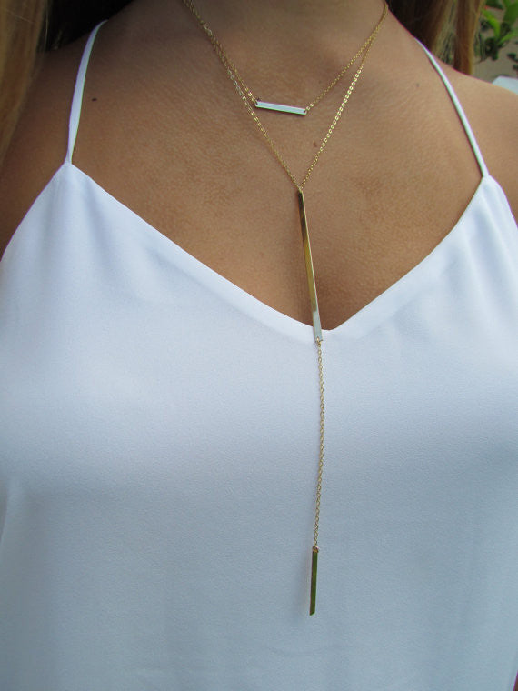 Double Bar Long Y Necklace