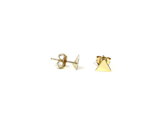 14K Triangle Stud Earrings