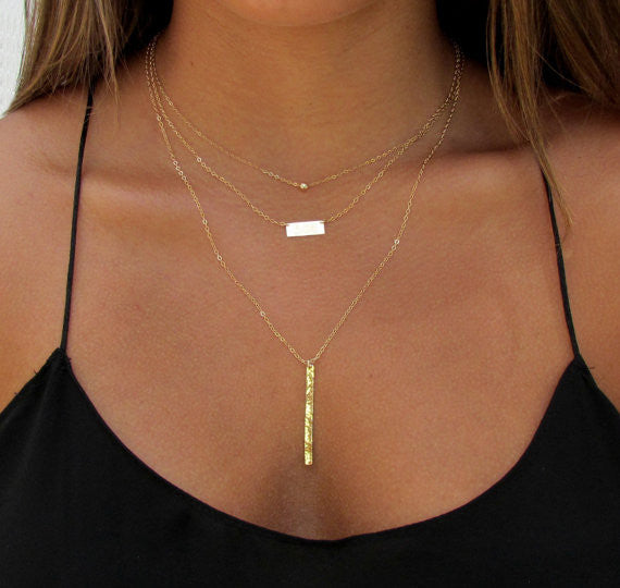 Mini Bar Engraved Necklace