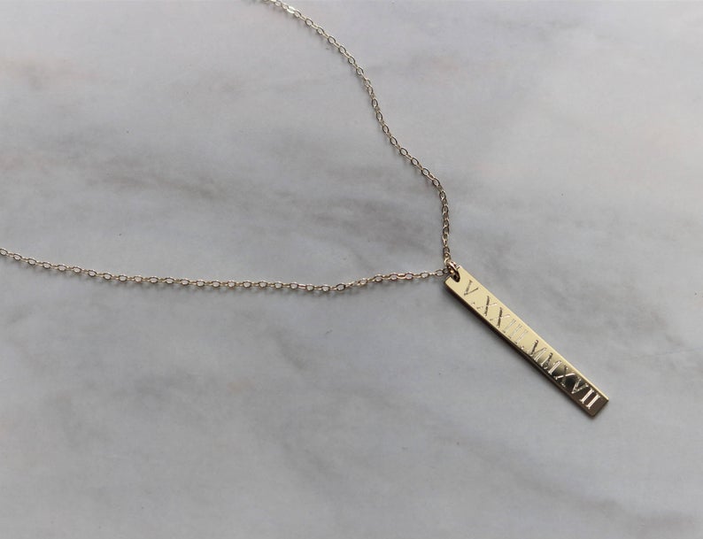 14K Vertical Dangling Bar Necklace