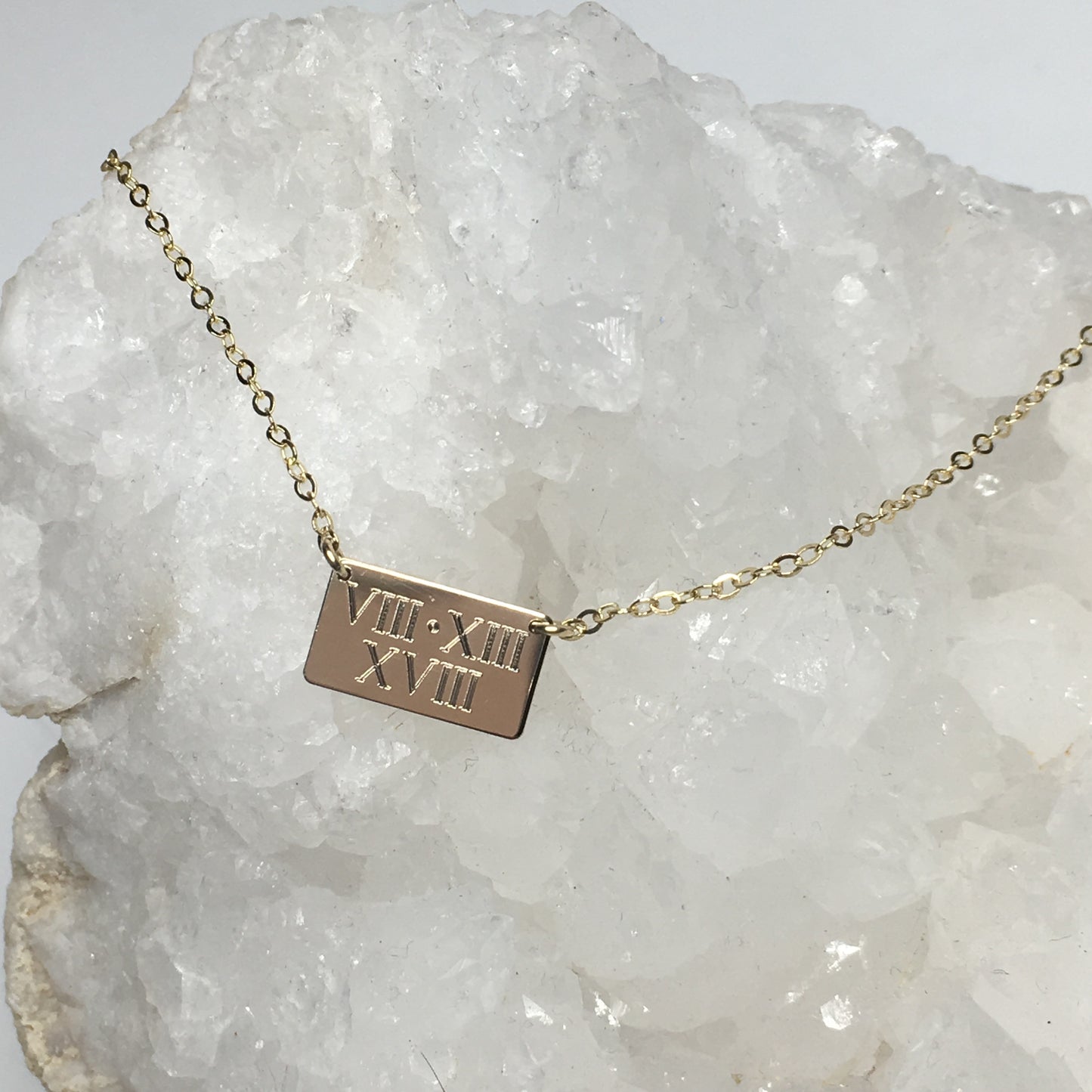 Small Rectangle Engraved Name Plate Necklace