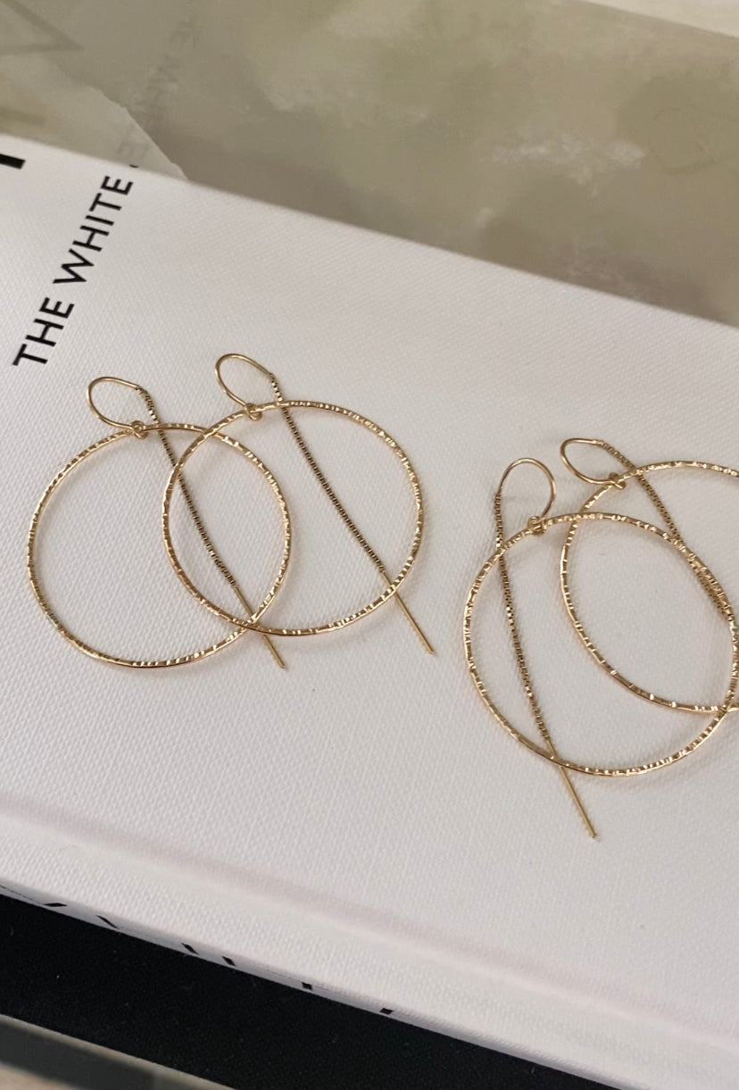 Textured Circle Hoop Threader Earrings