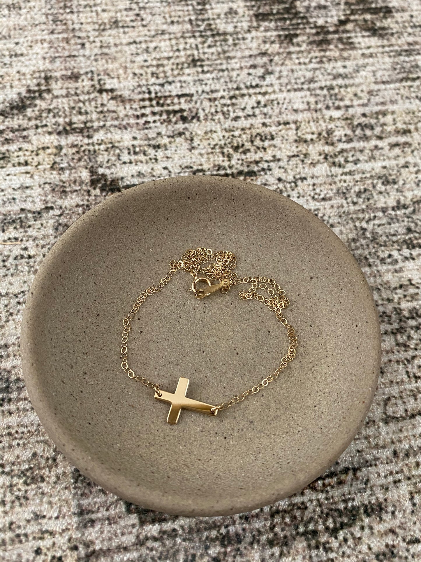 14K Tiny Sideways Cross Necklace