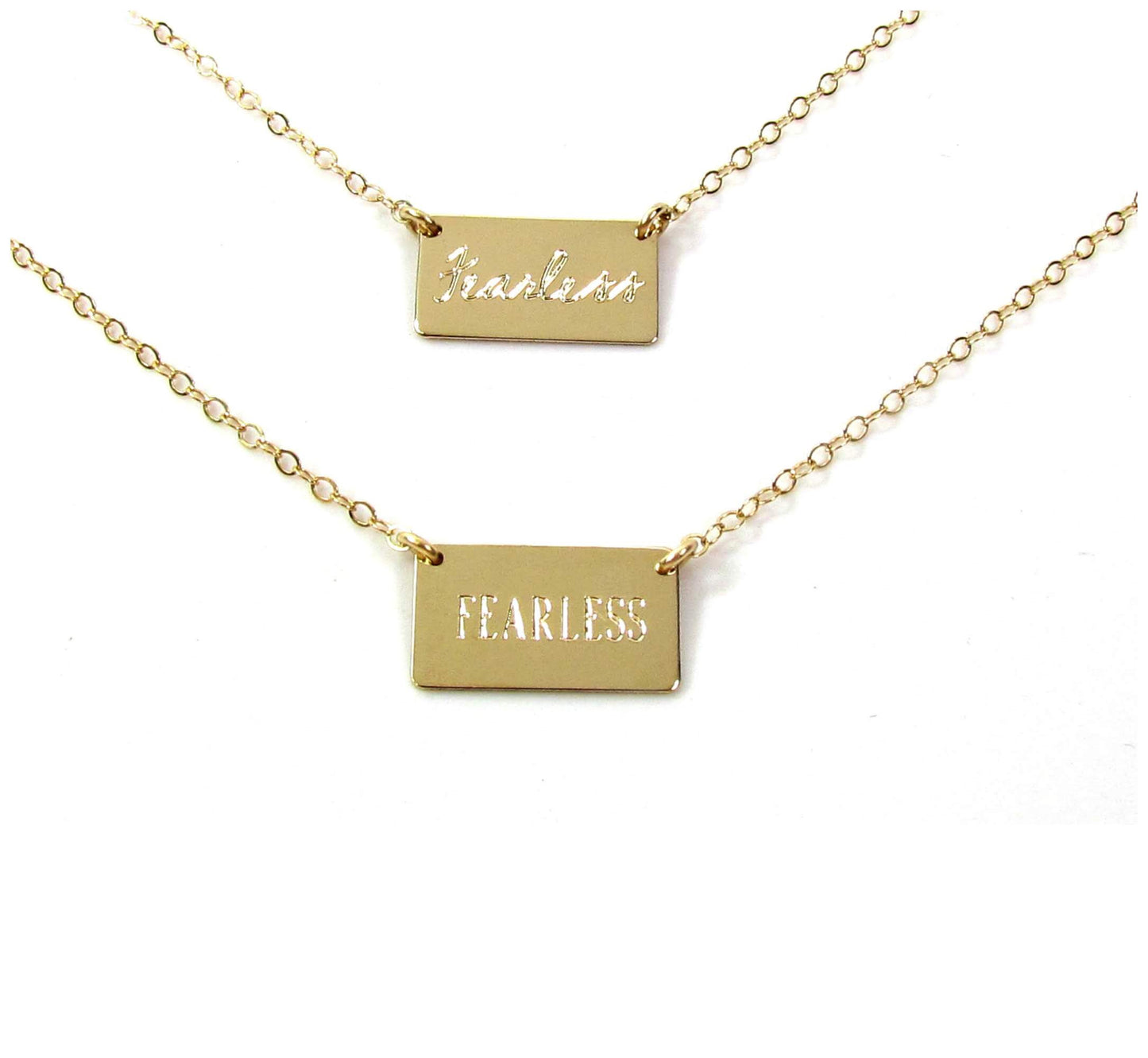 Small Rectangle Engraved Name Plate Necklace