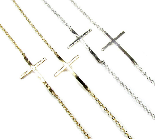 Skinny Sideways Cross Bracelet