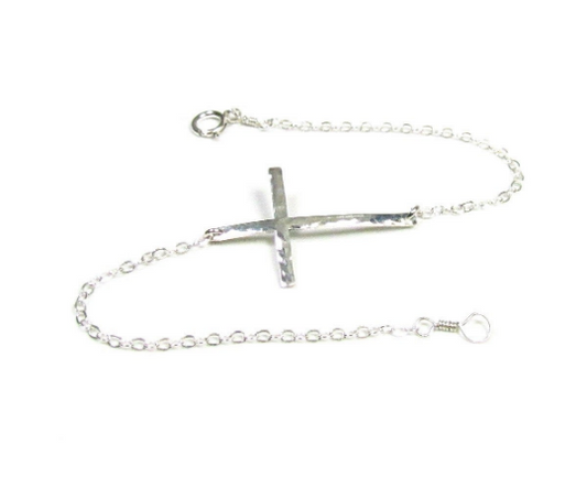 Skinny Sideways Cross Bracelet