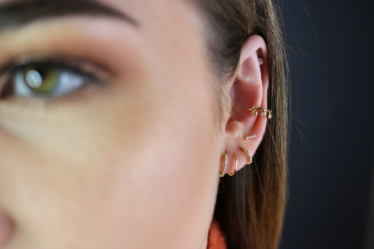 14k Diamond Spiral Earrings