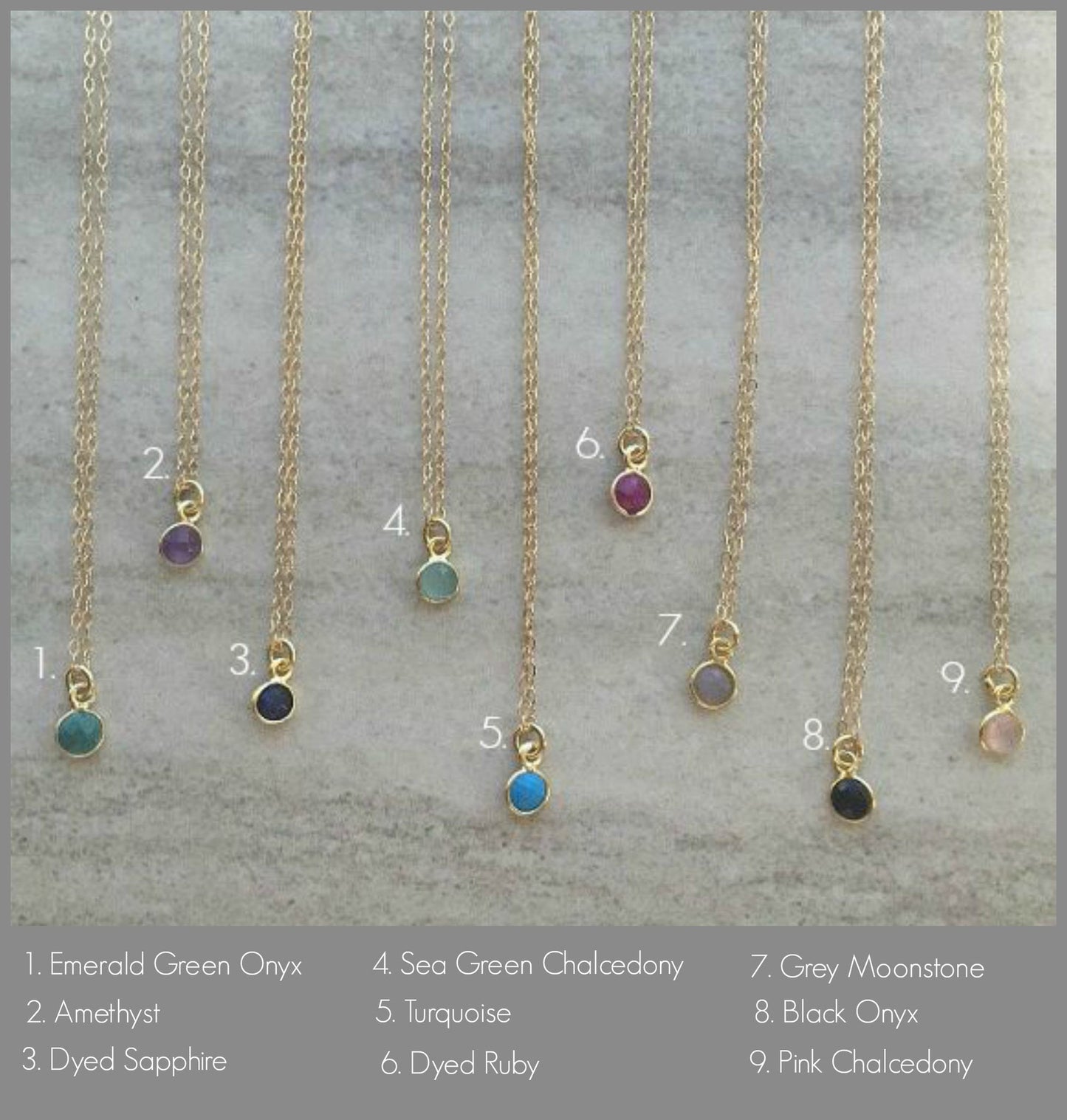 Tiny Faceted Gemstone Charm Necklace