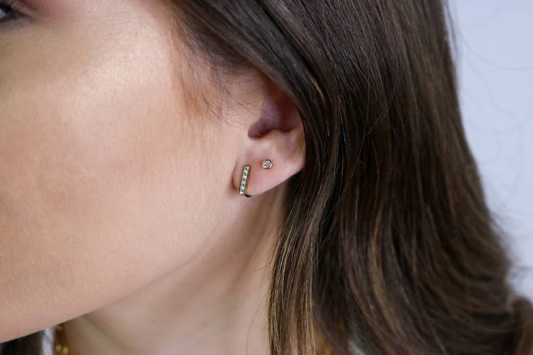 14K Square CZ Hoops